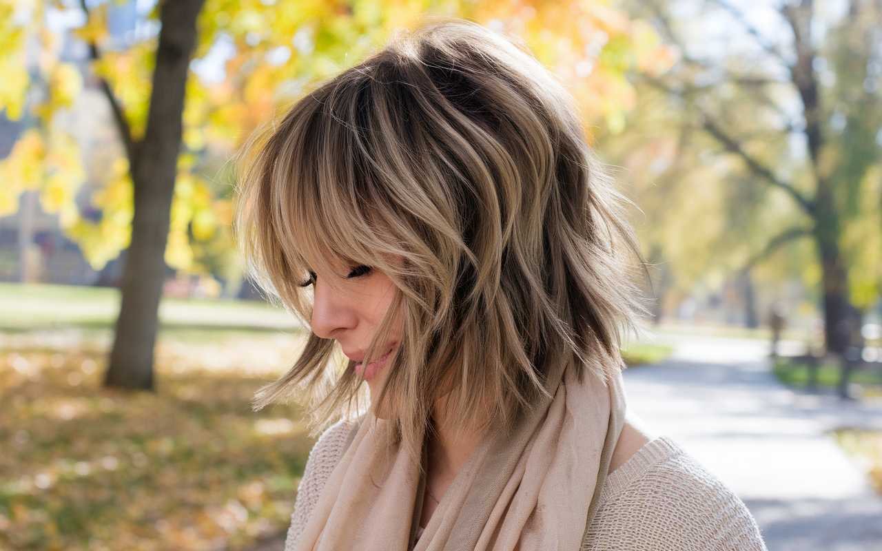 5. Layered Choppy Bob with Highlights