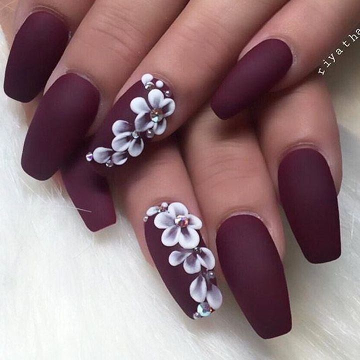 Matte Burgundy Nails