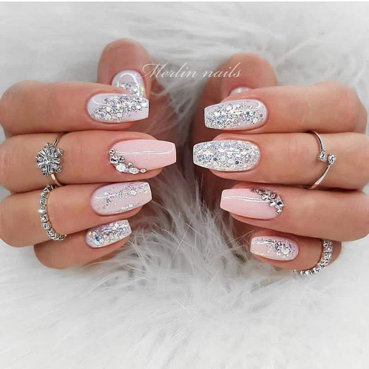 Nude Nails with Rhinestones