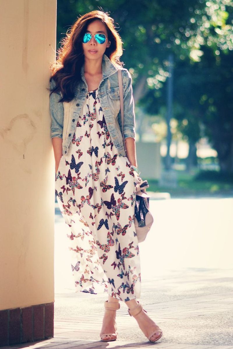 Denim Jacket and Floral Dress