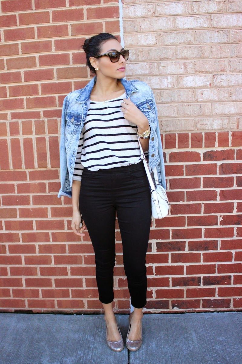 Denim Jacket and Striped Shirt